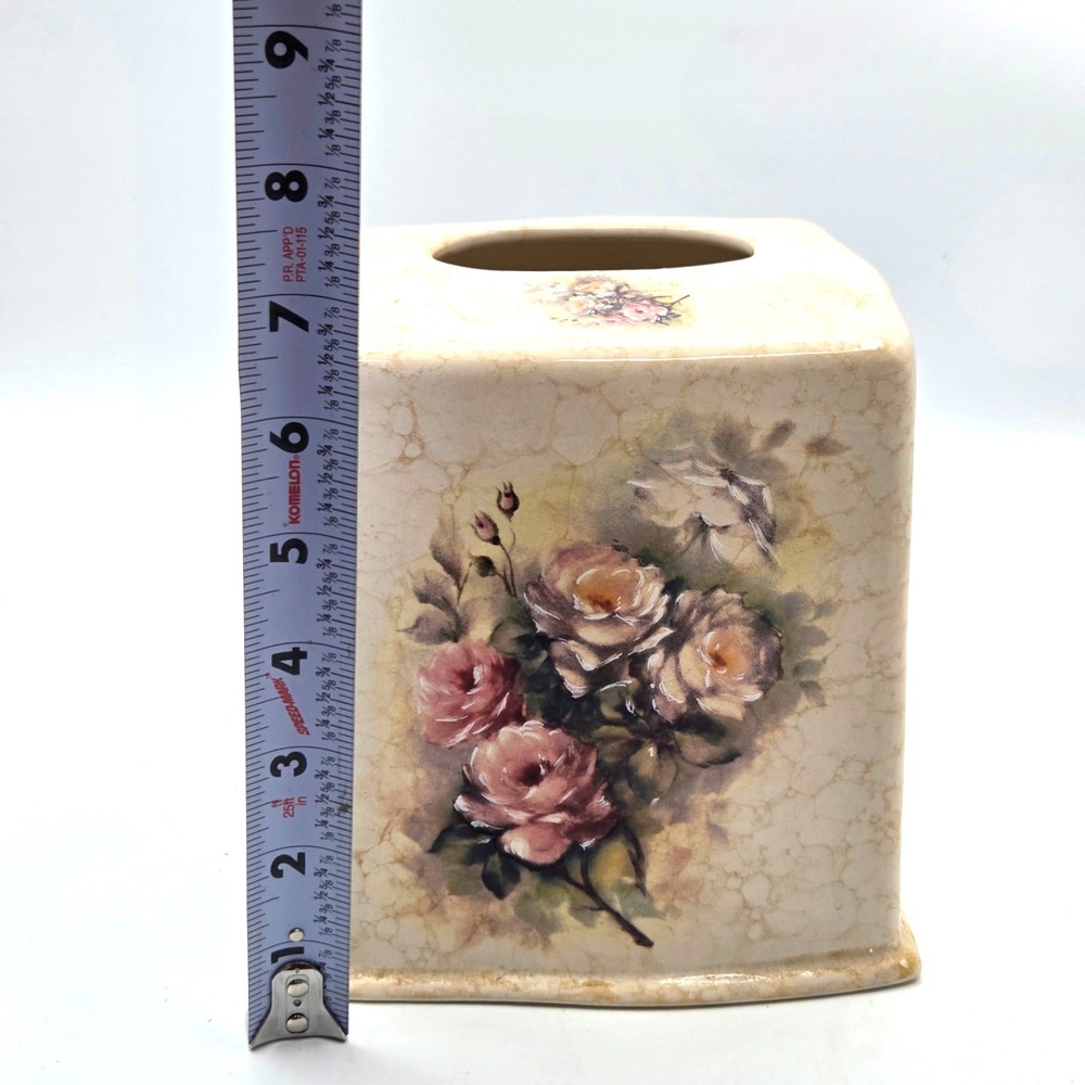 Athena Pottery Roseland Ceramic Tissue Box Cover Shabby Chic Cottage Core - Picture 4 of 5